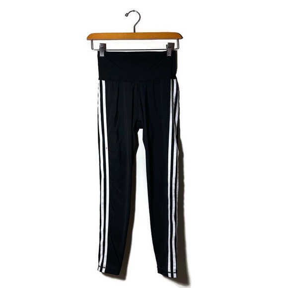 Adidas Black High-Waisted 3 Stripe Women’s Leggings Size Small *flaw - Picture 3 of 16